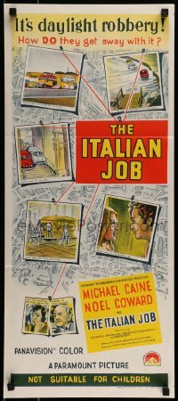 4k813 ITALIAN JOB Aust daybill 1969 Michael Caine crime classic, it's daylight robbery!