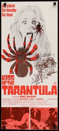 4k823 KISS OF THE TARANTULA Aust daybill 1975 wild horror art of big hairy spiders attacking people