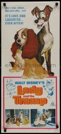 4k826 LADY & THE TRAMP Aust daybill R1975 Walt Disney romantic canine dog classic cartoon!