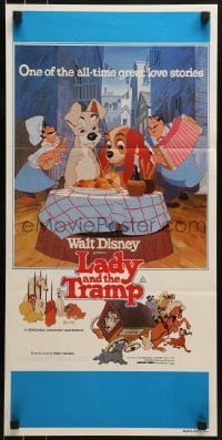 4k827 LADY & THE TRAMP Aust daybill R1980 Walt Disney romantic canine dog classic cartoon!