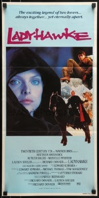 4k828 LADYHAWKE Aust daybill 1985 different image of Michelle Pfeiffer & young Matthew Broderick!