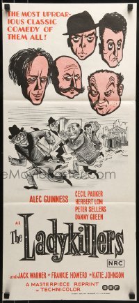 4k829 LADYKILLERS Aust daybill R1972 cool art of guiding genius Alec Guinness, gangsters!