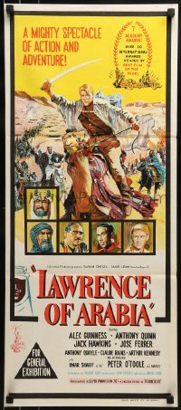 4k833 LAWRENCE OF ARABIA Aust daybill 1963 David Lean classic art of Peter O'Toole!