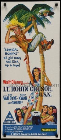 4k842 LT. ROBIN CRUSOE, U.S.N. Aust daybill 1966 Disney, Dick Van Dyke chased by island babes!
