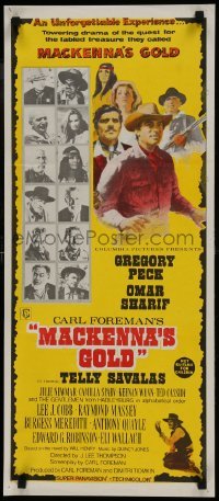 4k844 MacKENNA'S GOLD Aust daybill 1969 art of Gregory Peck, Omar Sharif, Savalas & Julie Newmar!