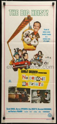 4k864 NO DEPOSIT NO RETURN Aust daybill 1976 Walt Disney, wacky art of David Niven w/money bags!