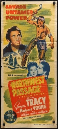 4k865 NORTHWEST PASSAGE Aust daybill R1950s Spencer Tracy, Robert Young, Ruth Hussey, from Roberts book!