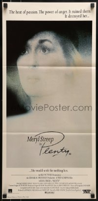 4k881 PLENTY Aust daybill 1985 super close up of Meryl Streep, the heat of passion destroyed her!