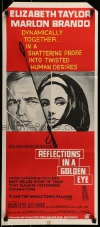 4k895 REFLECTIONS IN A GOLDEN EYE Aust daybill 1967 Huston, art of Elizabeth Taylor & Brando!