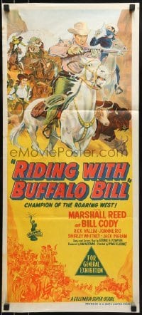 4k897 RIDING WITH BUFFALO BILL Aust daybill 1954 Columbia serial starring hero who really lived!