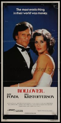 4k906 ROLLOVER Aust daybill 1981 great close up of sexy Jane Fonda & Kris Kristofferson in tux!