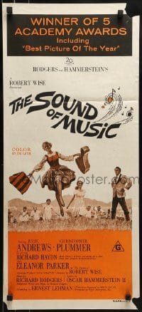 4k939 SOUND OF MUSIC Aust daybill R1970s classic, great image of Julie Andrews playing guitar!
