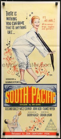 4k940 SOUTH PACIFIC Aust daybill 1959 art of Mitzi Gaynor, Rodgers & Hammerstein musical!