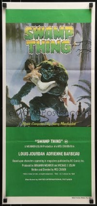 4k952 SWAMP THING Aust daybill 1982 Wes Craven, Richard Hescox art of him holding Adrienne Barbeau!