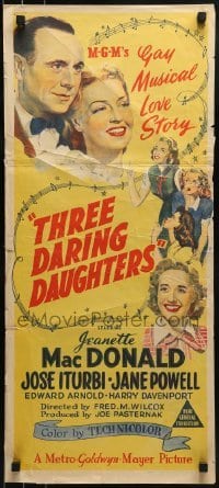 4k964 THREE DARING DAUGHTERS Aust daybill 1948 Jeanette MacDonald, Jane Powell, MGM musical!