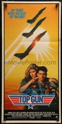 4k974 TOP GUN Aust daybill 1986 great image of Tom Cruise & Kelly McGillis, Navy fighter jets!