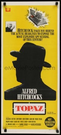 4k975 TOPAZ Aust daybill 1969 Alfred Hitchcock, John Forsythe, most explosive spy scandal!