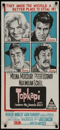4k976 TOPKAPI Aust daybill 1964 Melina Mercouri, Peter Ustinov, Maximilian Schell, Robert Morley!
