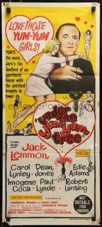 4k980 UNDER THE YUM-YUM TREE Aust daybill 1963 Jack Lemmon romances sexy Carol Lynley!