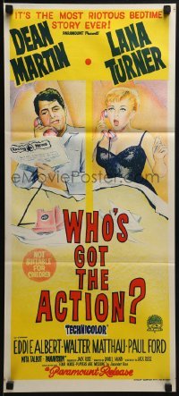 4k990 WHO'S GOT THE ACTION Aust daybill 1962 Daniel Mann directed, Dean Martin & Lana Turner!