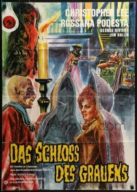 4k289 HORROR CASTLE German R1960s La Vergine di Norimberga, Christopher Lee, wild horror art!