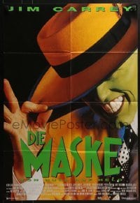 4k313 MASK German 1994 great super close up of wacky Jim Carrey in full make-up!