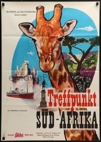 4k361 TREFFPUNKT SUD-AFRIKA German 1960s cool art of giraffe & African landmarks!