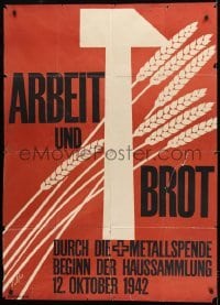 4k061 ARBEIT UND BROT 36x50 Swiss poster 1942 Work and Bread, art by Keller Ernst!