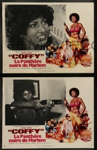 4k440 COFFY 12 French LCs 1973 images of baddest chick Pam Grier, Jack Hill blaxploitation classic!