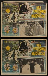 4k048 DOS FANTASMAS Y UNA MUCHACHA 6 Mexican LCs 1959 Tin-Tan, cool Aguirre Tinoco art of phantoms!