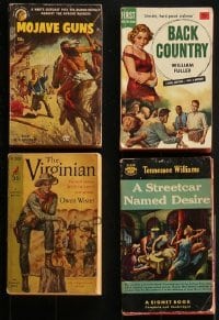 4m279 LOT OF 4 PAPERBACK BOOKS 1950s-1960s Streetcar Names Desire, The Virginian & more!