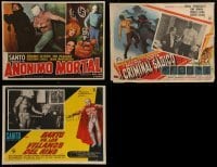 4m078 LOT OF 3 SANTO WRESTLING MEXICAN LOBBY CARDS 1960s-1970s great scenes & border art!