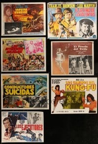4m071 LOT OF 7 MEXICAN OR SOUTH AMERICAN LOBBY CARDS 1960s-1970s cool movie scenes!