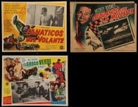 4m080 LOT OF 3 CAR RACING MEXICAN LOBBY CARDS 1950s-1960s great movie scenes!