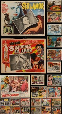 4m045 LOT OF 35 MEXICAN LOBBY CARDS FROM MOSTLY MEXICAN MOVIES 1950s-1960s great movie scenes!