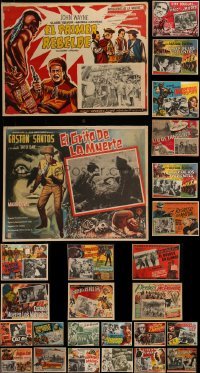 4m049 LOT OF 31 COWBOY WESTERN MEXICAN LOBBY CARDS 1950s-1960s great movie scenes!