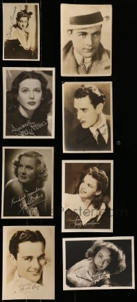 4m358 LOT OF 8 5X7 FAN PHOTOS WITH FACSIMILE SIGNATURES 1930s-1940s Judy Garland, Joan Crawford!