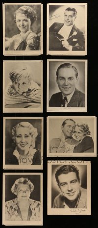 4m398 LOT OF 8 8X10 NEWSPAPER SUPPLEMENT FAN PHOTOS WITH FACSIMILE SIGNATURES 1930s top stars!