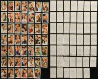 4m383 LOT OF 48 FILM PARTNERS ENGLISH CIGARETTE CARDS 1930s color portraits of top stars!