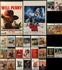 4m020 LOT OF 26 UNFOLDED AND FORMERLY FOLDED BELGIAN POSTERS 1950s-1980s variety of movie images!