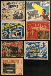 4m072 LOT OF 7 MEXICAN LOBBY CARDS 1940s-1950s great scenes from a variety of different movies!