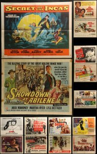 4m025 LOT OF 15 FORMERLY FOLDED HALF-SHEETS 1940s-1960s great images from a variety of movies!