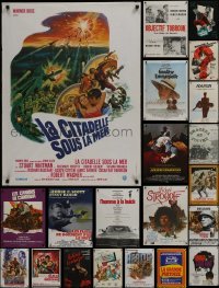 4m018 LOT OF 24 FORMERLY FOLDED FRENCH POSTERS 1960s-1970s a variety of movie images!