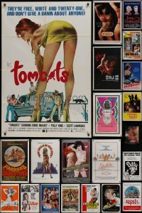 4m140 LOT OF 94 FOLDED SEXPLOITATION ONE-SHEETS 1960s-1980s sexy images with some nudity!