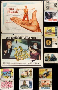 4m026 LOT OF 13 UNFOLDED HALF-SHEETS 1950s-60s great images from a variety of different movies!