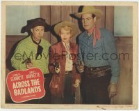 4p010 ACROSS THE BADLANDS LC #2 1950 Charles Starrett, Smiley Burnette & Helen Mowery with guns!