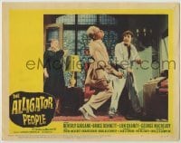 4p035 ALLIGATOR PEOPLE LC #4 1959 great image of Lon Chaney Jr. punching George Macready!