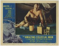 4p036 AMAZING COLOSSAL MAN LC #7 1957 he is sitting in a room that is way too small for him!