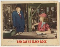 4p060 BAD DAY AT BLACK ROCK LC #5 1955 Spencer Tracy tells Anne Francis guerillas have taken over!