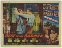 4p074 BEST OF THE BADMEN LC #7 1951 close up of Robert Ryan in death struggle with Robert Preston!